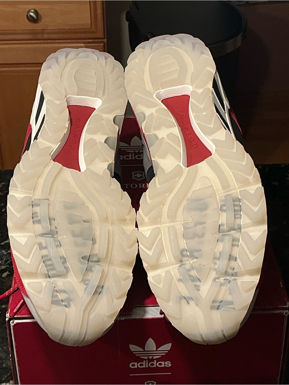 adidas Red and Black Trail Runner Sneakers with Cream Accents - Picture 5 of 12